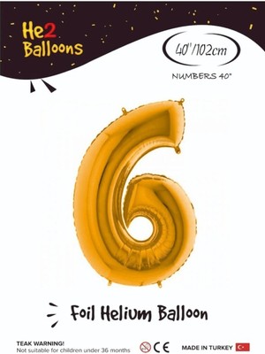 Pazariz Balon 6 Rakam Altın Folyo Balon 40 Inç