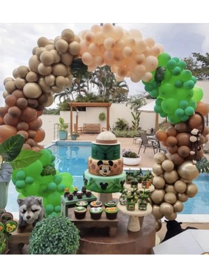 Pazariz Krom Gold Pastel Karamel Açık Yeşil ve Somon Balon Zinciri 100 Adet
