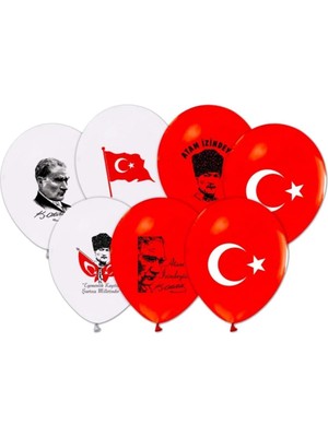 Pazariz Atatürk ve Bayrak Baskılı Balon - 10 Adet