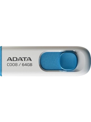 Adata C008/64GB 64GB Usb2.0 Classic (White + Blue) Flash Bellek
