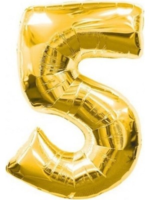 Pazariz Gold, Altın Rengi 5 Rakam Folyo Balon 100 cm 40''