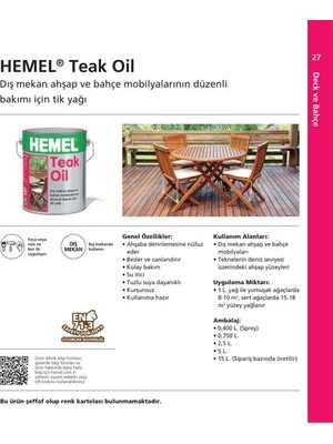 Adalı Store Teak Yağı 0,75 Lt Ahşap Yüzeyler Için Koruma Sağlayan