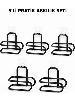 Str Store Siyah Metal Wc Kağıtlık Yapışkanlı Tuvalet Kağıdı Rulo Tutucu 5 Adet Avantajlı Set