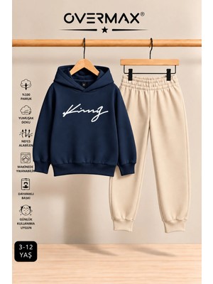 Overmax Italik King Baskılı Kapüşonlu Sweatshirt Eşofman Takımı – 3-12 Yaş
