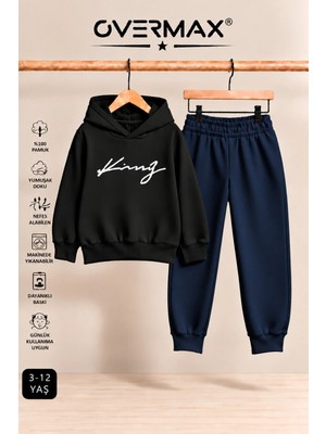 Overmax Italik King Baskılı Kapüşonlu Sweatshirt Eşofman Takımı – 3-12 Yaş