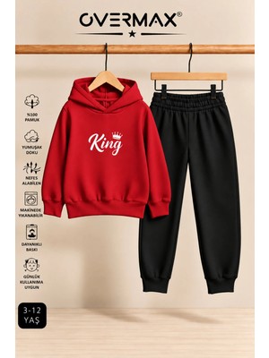 Overmax King Baskılı Çocuk Kapüşonlu Sweatshirt-Eşofman Takımı – 3-12 Yaş