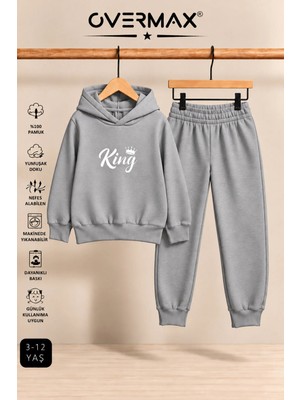 Overmax King Baskılı Çocuk Kapüşonlu Sweatshirt-Eşofman Takımı – 3-12 Yaş