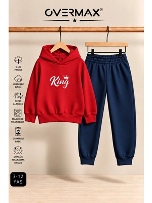 Overmax King Baskılı Çocuk Kapüşonlu Sweatshirt-Eşofman Takımı – 3-12 Yaş