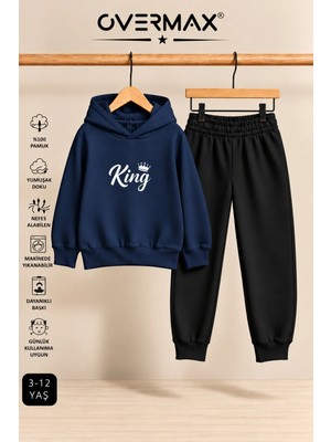 Overmax King Baskılı Çocuk Kapüşonlu Sweatshirt-Eşofman Takımı – 3-12 Yaş