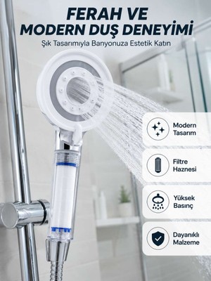Bin1çeşit Mineral Taşlı Filtreli Duş Başlığı Güçlü Su Basınçlı Banyo Başlığı