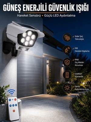 Str Store Solar Lamba Kamera Görünümlü Duvar Lambası Dönebilen Bahçe Aydınlatması