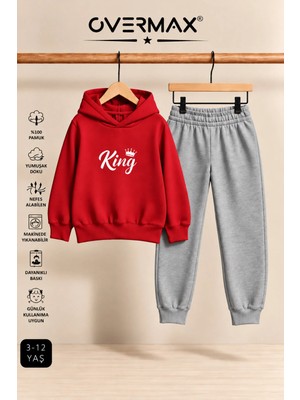Overmax King Baskılı Çocuk Kapüşonlu Sweatshirt-Eşofman Takımı – 3-12 Yaş