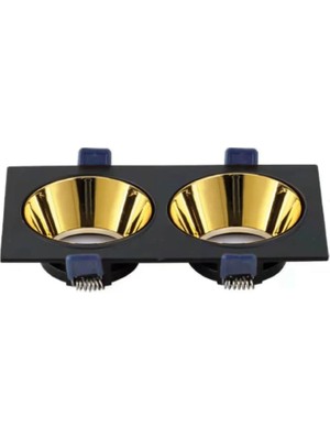 Ack Siyah Çift Kare Çerçeve / Rose Gold Reflektör Siva Alti Spotlight Metal Gövde AH03-08321