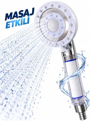 Bin1çeşit Filtreli Duş Başlığı Etkili 5 Su Akışlı Yağmur Sis Geniş Karışık Akışlı Beyaz