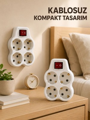 Adalı Store 2’li Set 4’lü Priz Çoklayıcı Açma Kapama Anahtarlı Direkt Prize Takılan Adaptör