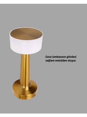 Bin1çeşit Dokunmatik Gece Lambası Metal Gövde 3 Parlaklık Modu