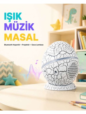 Bin1çeşit Bluetooth Bağlantılı Dinozor Yıldız Projektör Gece Lambası ve Uyku Yardımcısı