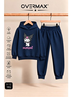 Overmax Kuromi Baskılı Kız Çocuk Kapüşonlu Sweatshirt & Eşofman Takımı- 3-12 Yaş