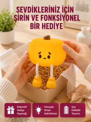 Mabelme Store Şarjlı Pumpkin LED Masa Lambası Zamanlayıcılı Dokunmatik Yeni Nesil - Lisinya