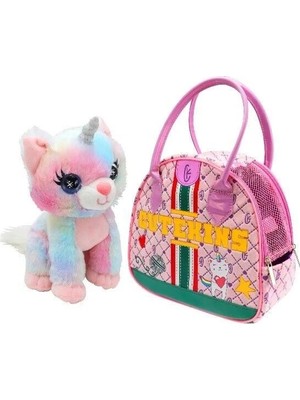 Mabelme Store 50455 Sun-Fnv-Cutekıns Peluş Catıcorn Posh Taşıma Çantalı