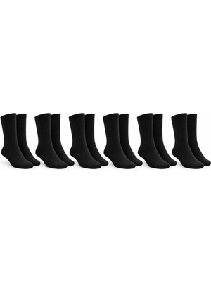 Mabelme Store Unisex Siyah Soket Çorap 6'lı Set Düz Basic Ribanalı Günlük Spor Esnek Rahat Uzun Çorap Konforlu Set