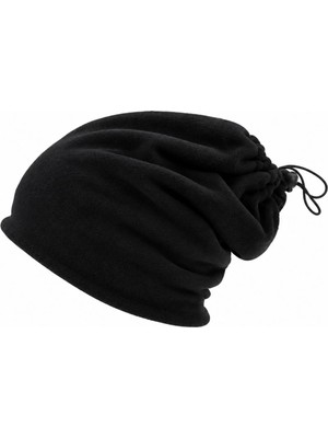 Mabelme Store Unisex Polar Bere Boyunluk 2'si 1 Arada Ayarlanabilir Büzgülü Sıcak Tutan Kışlık Siyah Günlük Konfor