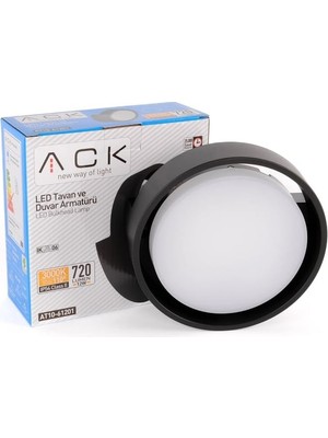 Ack 12W 3000K Siva Üstü Armatür Siyah Gövde AT10-61201