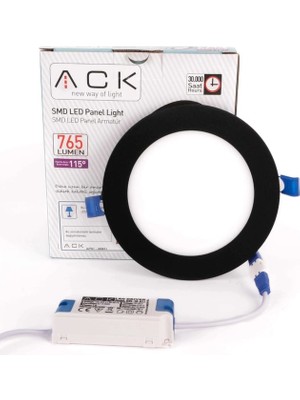 Ack 9W Siyah 6500K Siva Alti Yuvarlak LED Panel AP01-00931