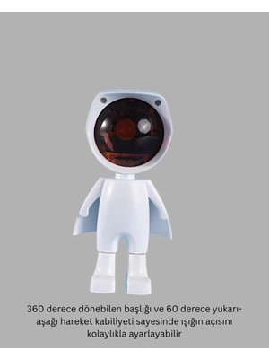 Bin1çeşit Şarjlı Astronot Tasarımlı LED Lamba 360 Derece Dönme