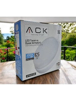 Ack 12W Beyaz 6500K IP54 S.ü. LED Tavan Armatürü AT10-01230