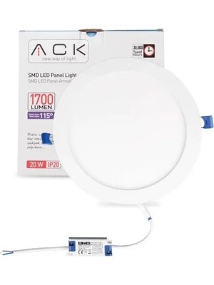 Ack 20 W Beyaz 4000K Yuvarlak Siva Alti LED Panel Armatür AP01-02010