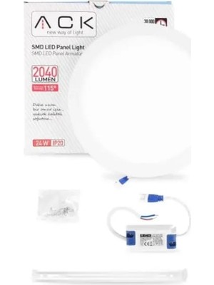 Ack 24W Beyaz 6500K Siva Üstü Yuvarlak LED Panel AP03-02430