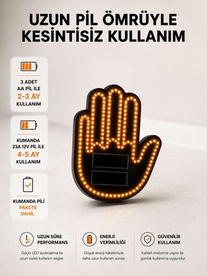 Bin1çeşit Pilli LED Işık Araç Camı Için Uzaktan Kumandalı El Simgesi