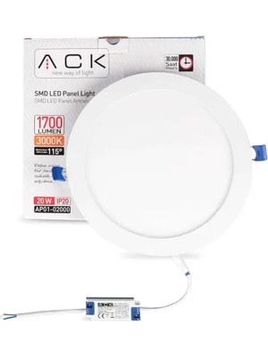 Ack 20 W Beyaz 3000K Yuvarlak Siva Alti LED Panel Armatür AP01-02000