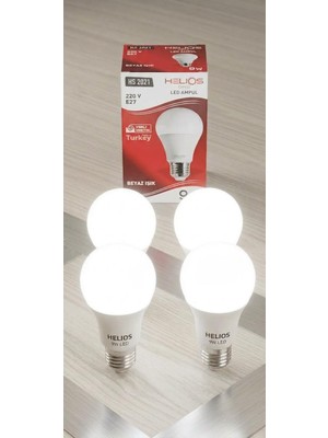 Helios Opto 9W LED Ampul E27 Duy Beyaz Işık (6500K) 4lü Paket Tasarruflu Ampul HS2021