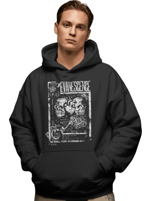 Sevbano Evanescence Rock Metal Müzik Grubu Ön Baskılı Unisex Oversize Premium Hoodie