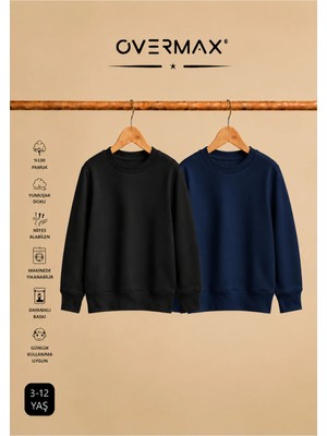 Overmax 2’li Kapüşonsuz Sweatshirt Seti – Çocuk Unisex - 3-12 Yaş