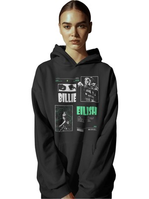 Sevbano Billie Eilish Şarkıcı Ön Baskılı Unisex Oversize Premium Hoodie
