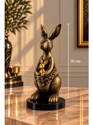 Hancıoğlu Çiftliği Şefkat – Gold Siyah Dekoratif Kanguru Heykeli 30 cm