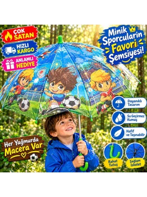 Poyraz Ticaret 4848(DÜDÜK Hediyeli) 72 cm Desenli Kalın Telli Çocuk Şemsiyesi Kış Sonbahar Moda Tarz Trend