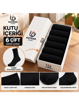 KAYEGG 6 Çift Erkek Siyah Klasik Çorap – Günlük ve Klasik Kullanım