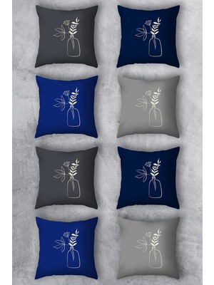 Str Store Çift Tarafı Baskılı 43X43 Kırlent Kılıfı 8'li Set Kombini