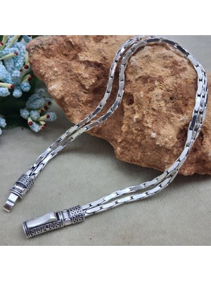Bir Gümüş Aşkı Gümüş Bileklik 925 Ayar Forsa Model Ikili Zincirli Model Özel Üretim Kutu Kilitli Bileklik