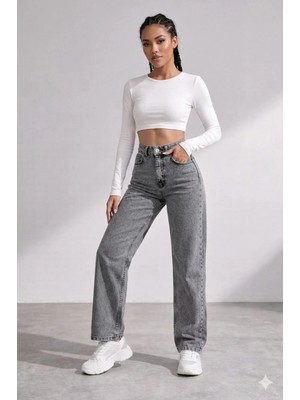 Beeke Emilia Kadın Palazzo Jeans Likralı Süper Yüksek Bel Salaş Rahat Denim Kot Pantolon Yeni Sezon