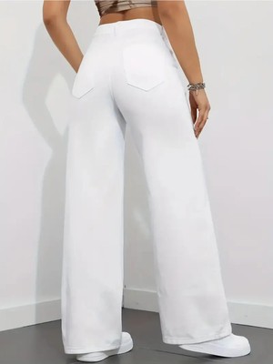 Beeke Süper Yüksek Bel Wide Leg Jeans Likralı Salaş Paça Kot Pantolon