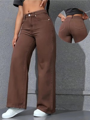 Adel Kadın 90's Likralı Süper Yüksek Bel Salaş Jeans Palazzo Kot Pantolon BEEKE1001