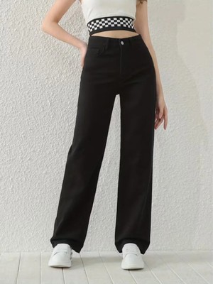 Beeke Layal My Zero Max Süper Yüksek Bel Wide Leg Jeans Likralı Salaş Paça Kot Pantolon