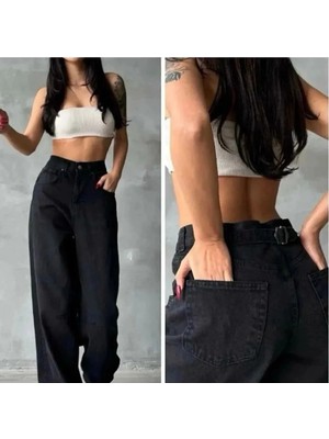 Beeke Layal My Jean Toka Detaylı Bol Rahat Kesim Geniş Paça Baggy Jeans Denim Kot Pantolon