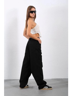 Beeke Layal My Jean Toka Detaylı Bol Rahat Kesim Geniş Paça Baggy Jeans Denim Kot Pantolon