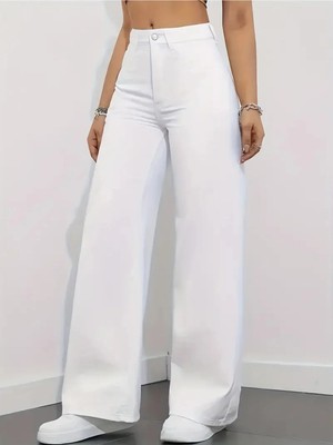 Beeke Jeannine Kadın Jeans 90's Wide Leg Likralı Rahat Yüksek Bel Salaş Bol Paça Jean Palazzo Kot Pantolon